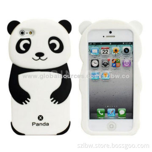 3D Panda Style Silicone Cases for iPhone 5/5S with Unique Design, Luxury and Hot Sale